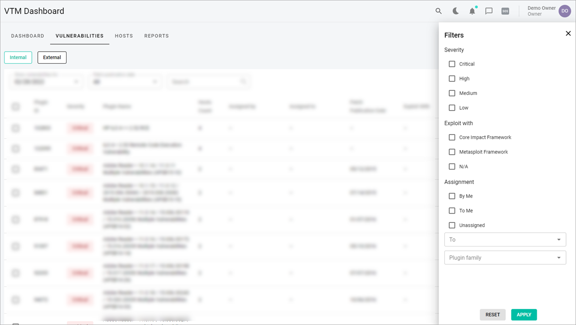 Filter Vulnerabilities List